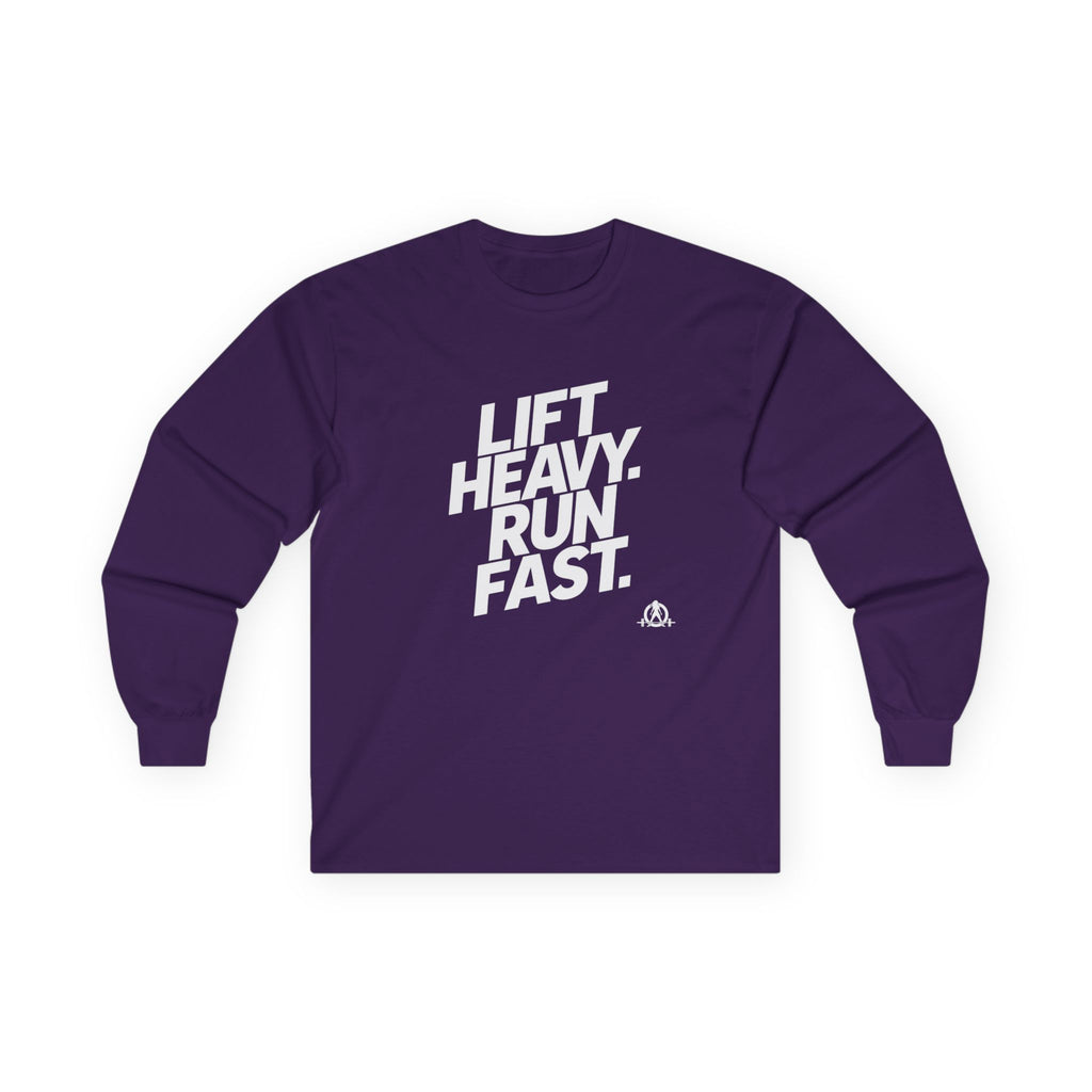 Lift Heavy Run Fast - Ultra Cotton Long Sleeve Tee - White Logo Front