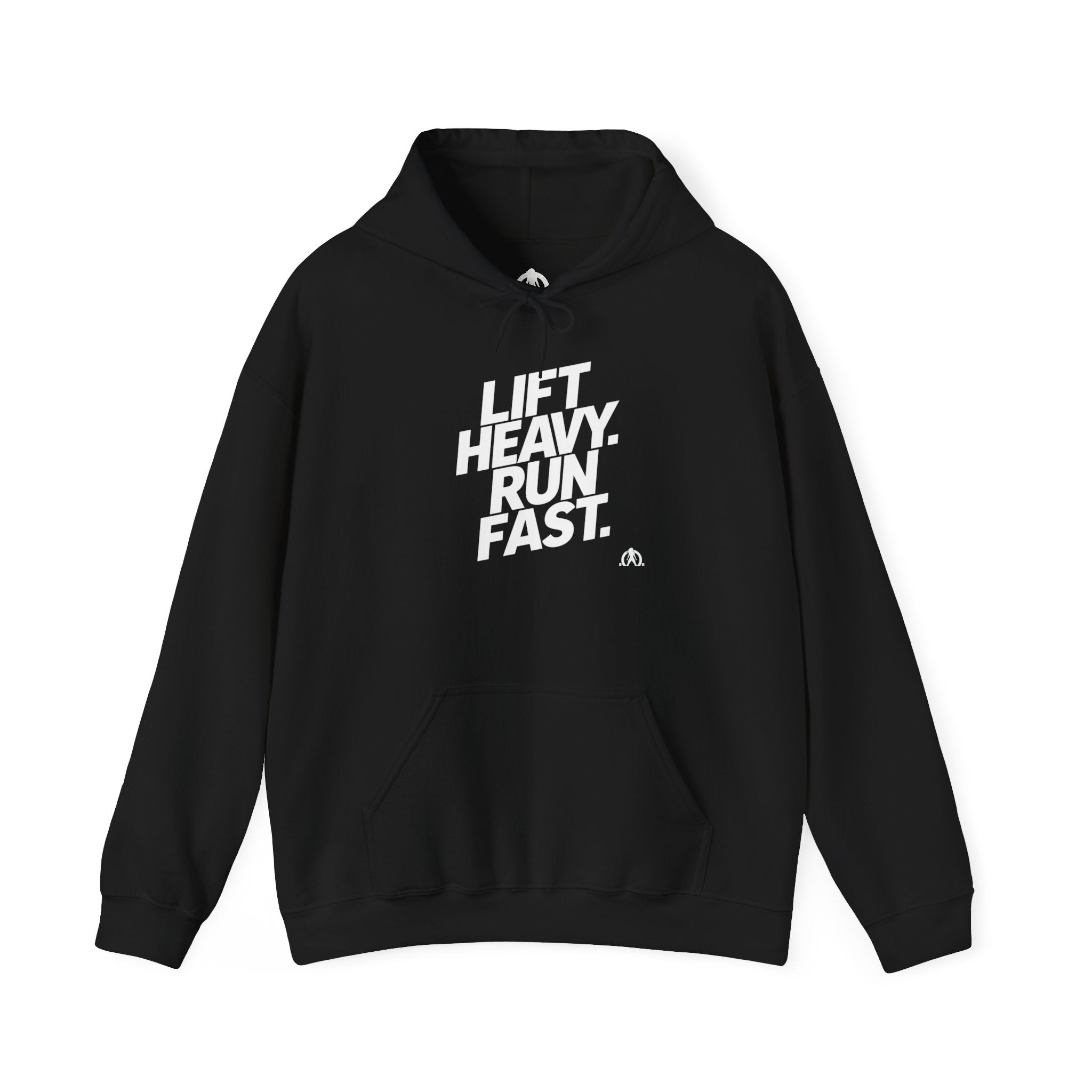 Lift Heavy Run Fast - Unisex Heavy Blend Hooded Sweatshirt - Front White Logo
