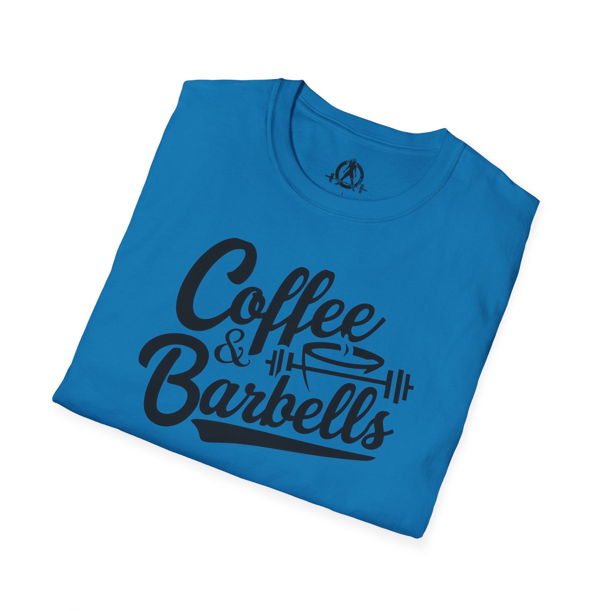 Coffee & Barbells - Unisex Softstyle T-Shirt - Black Print on Front Plain Back