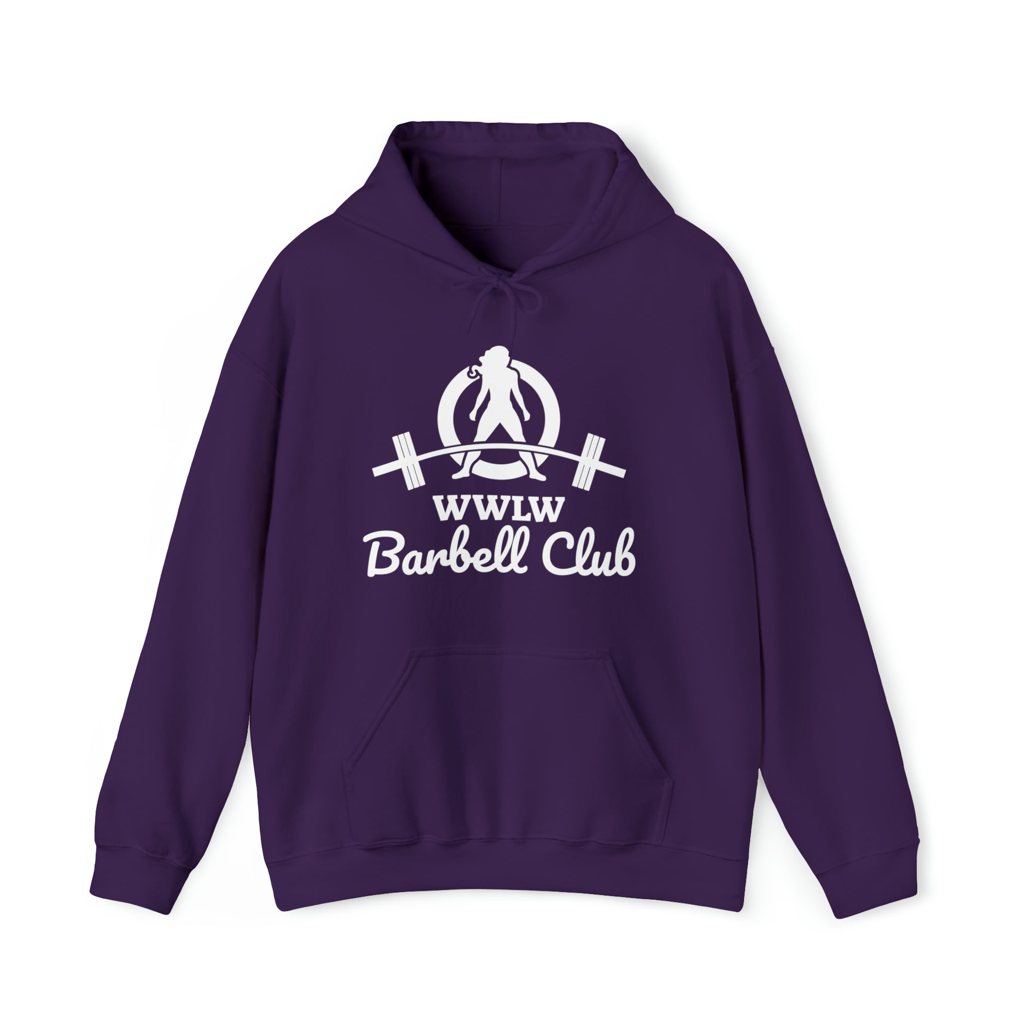Barbell Club Classic Logo White - Unisex Heavy Blend Hooded Sweatshirt (BEST SELLER)