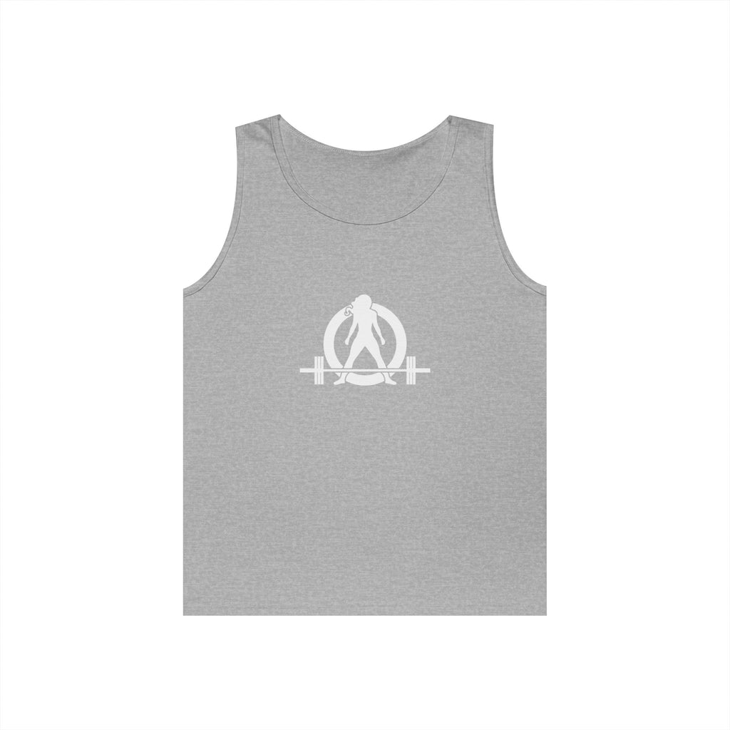 I DON’T WANT TO LOOK SKINNY I WANT TO LOOK LIKE I CAN KICK YOUR ASS – WWLW White Logo Unisex Heavy Cotton Tank Top