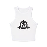 Chic Women's Micro Rib Tank Top, Casual Summer Top, Workout Tank, Layering Piece, Activewear, Relaxed Fit - Black Logo
