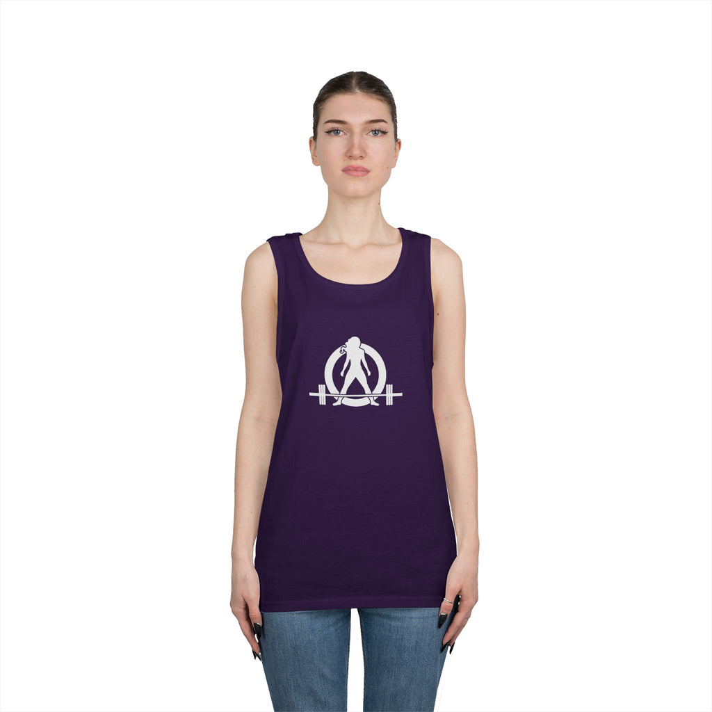 Unisex Heavy Cotton Tank Top -  White Logo - Kick Your Ass