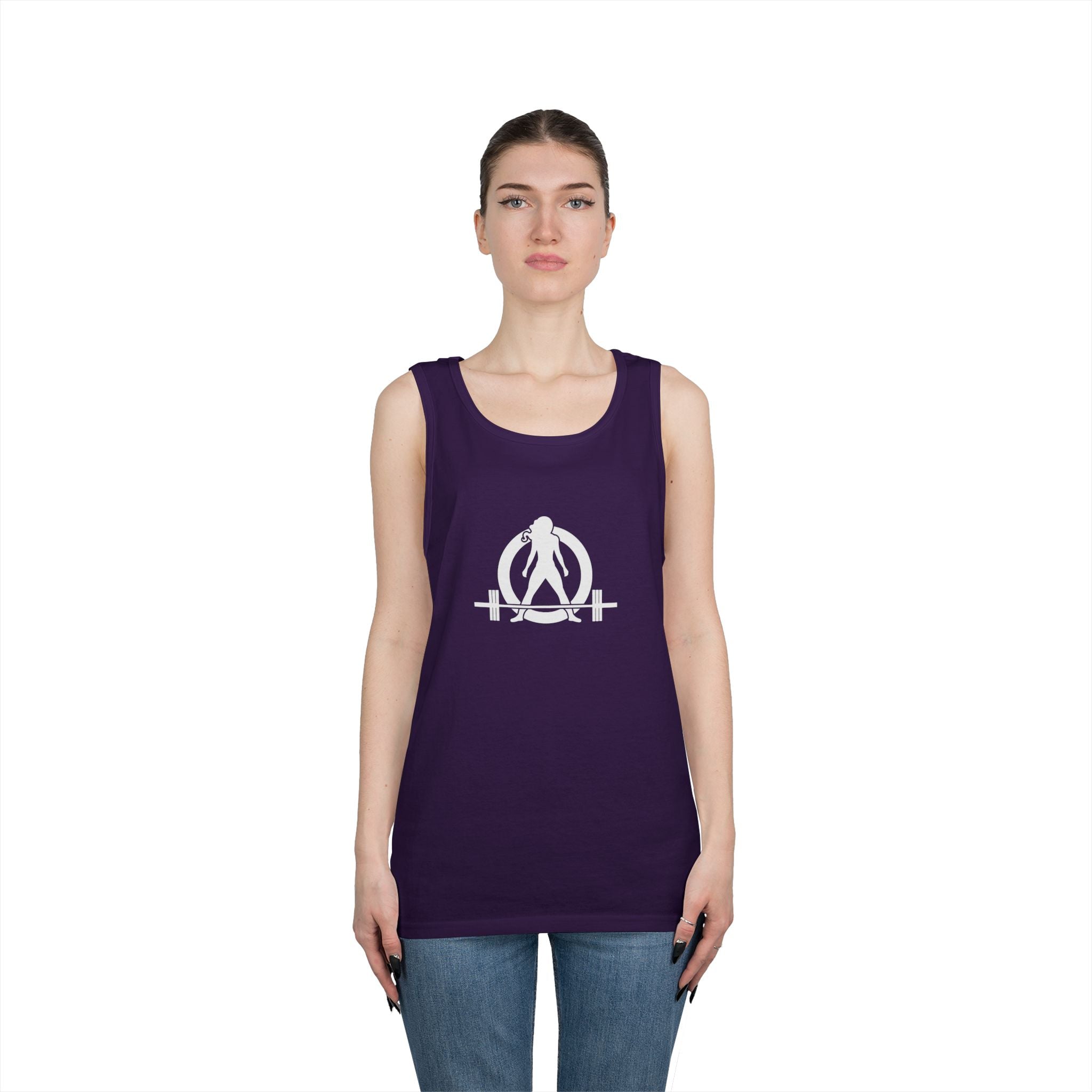 Unisex Heavy Cotton Tank Top -  White Logo - Kick Your Ass