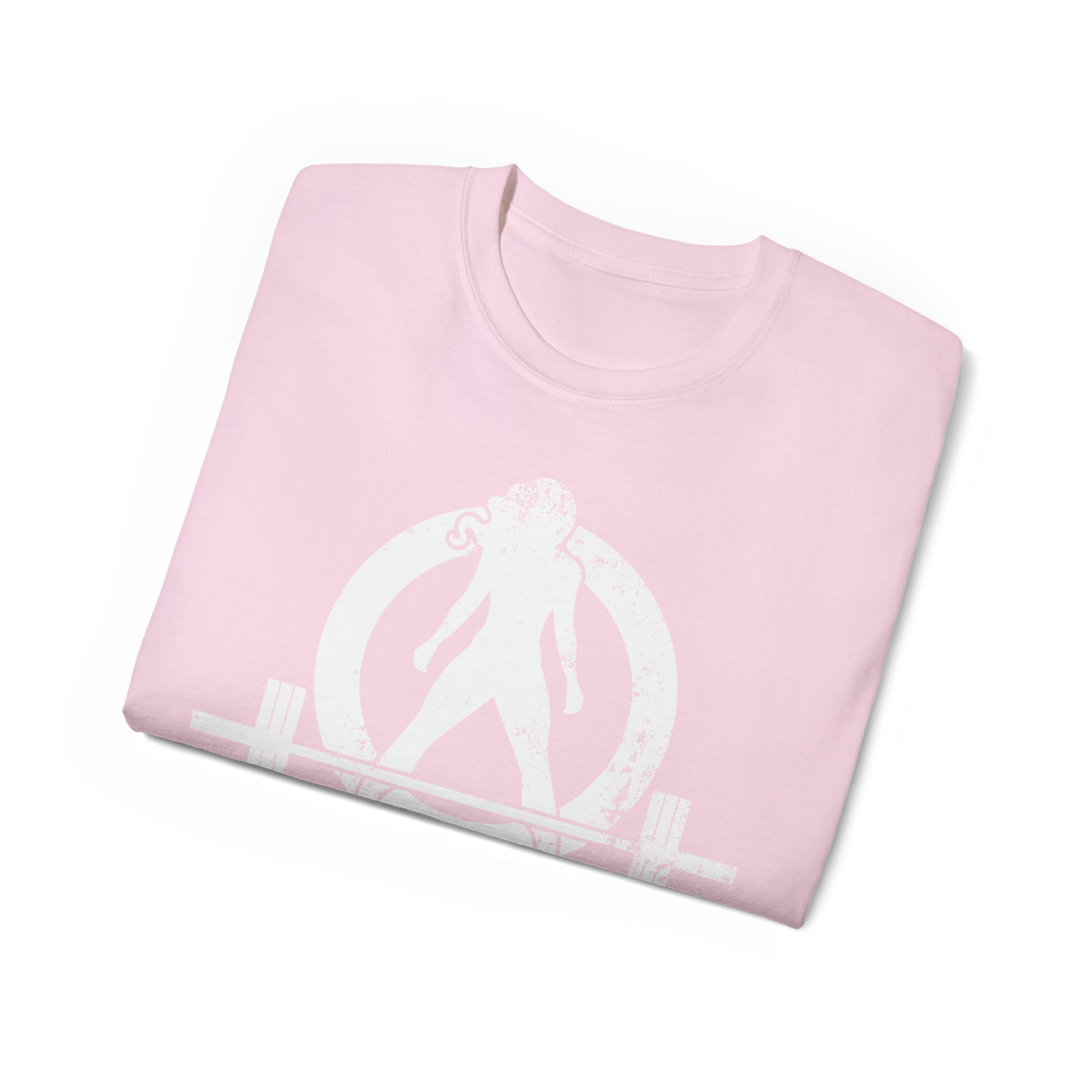 Unisex Ultra Cotton Tee - Distressed White Logo - Plain Back