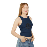 Chic Women's Micro Rib Tank Top, Casual Summer Top, Workout Tank, Layering Piece, Activewear, Relaxed Fit - Black Logo
