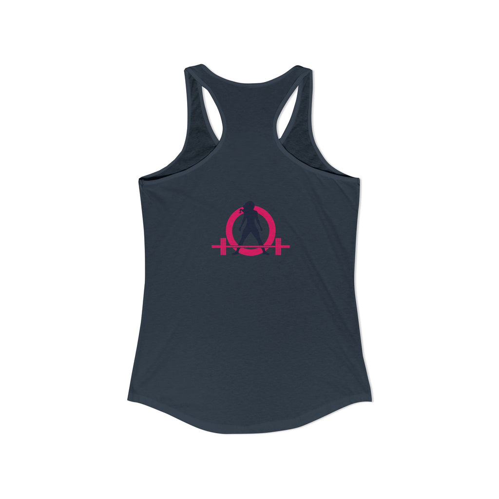 Strong Not Skinny - Color Distressed Logo - Women's Ideal Racerback Tank - Front & Back Print
