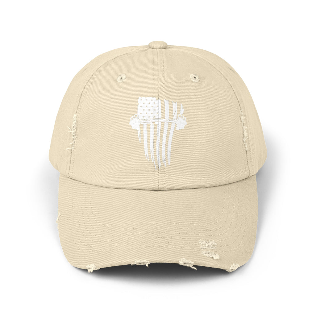 USA Barbell - Unisex Distressed Cap - Black Logo