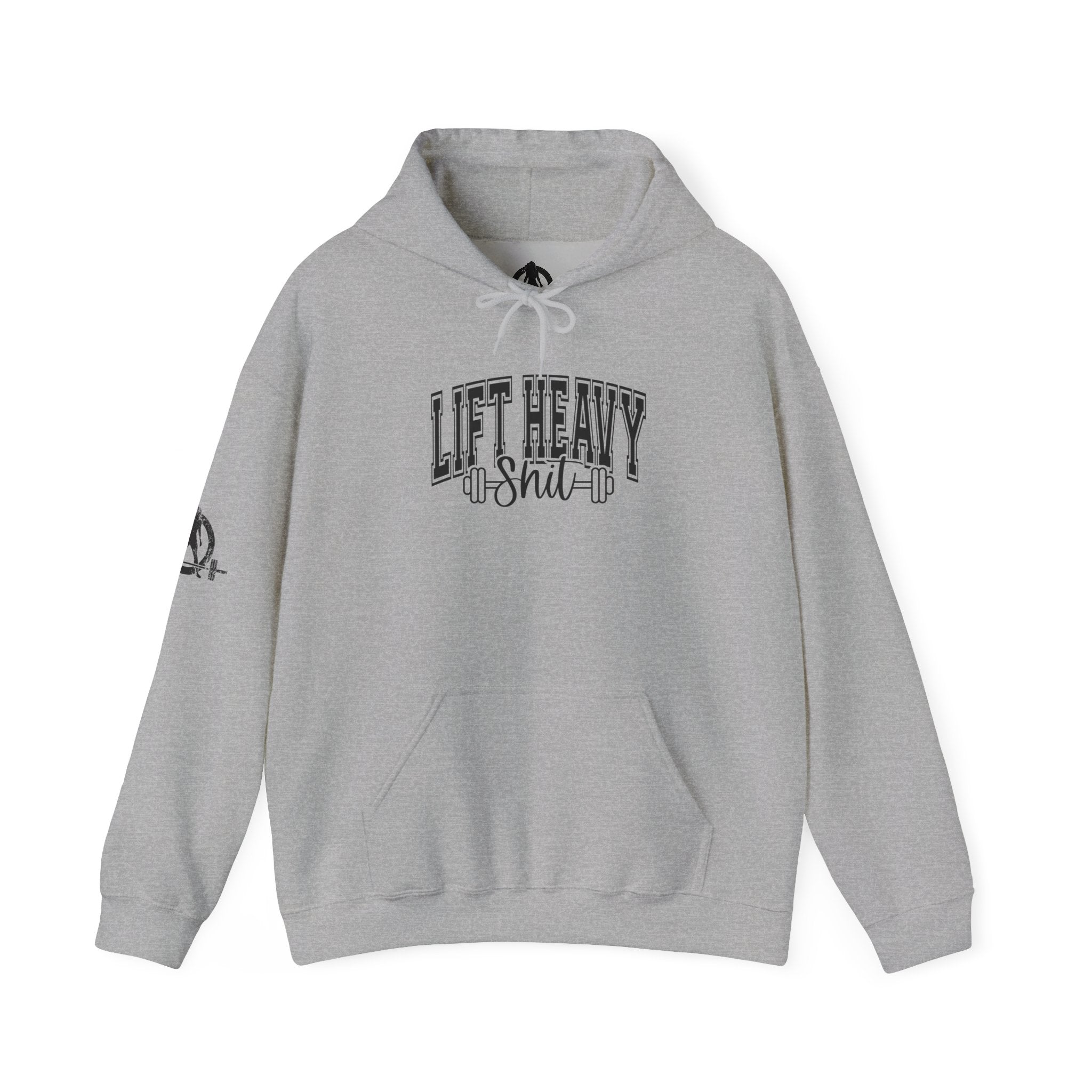 Lift Heavy Shit – Unisex Heavy Blend™ Hooded Sweatshirt (Black Logo Front & Sleeve) 🖤🏋️‍♂️🔥