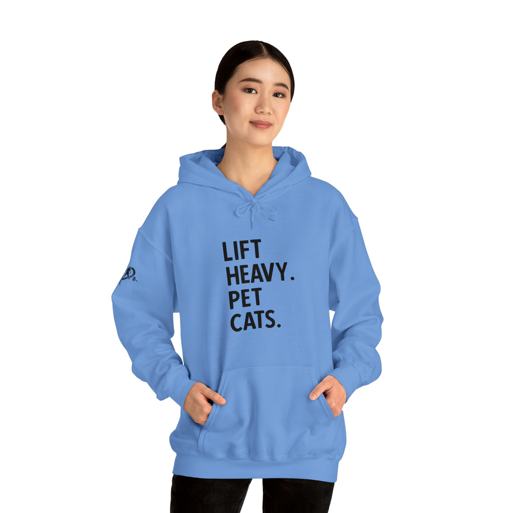 Lift Heavy Pet Cats - Unisex Heavy Blend Hooded Sweatshirt - Black Logo