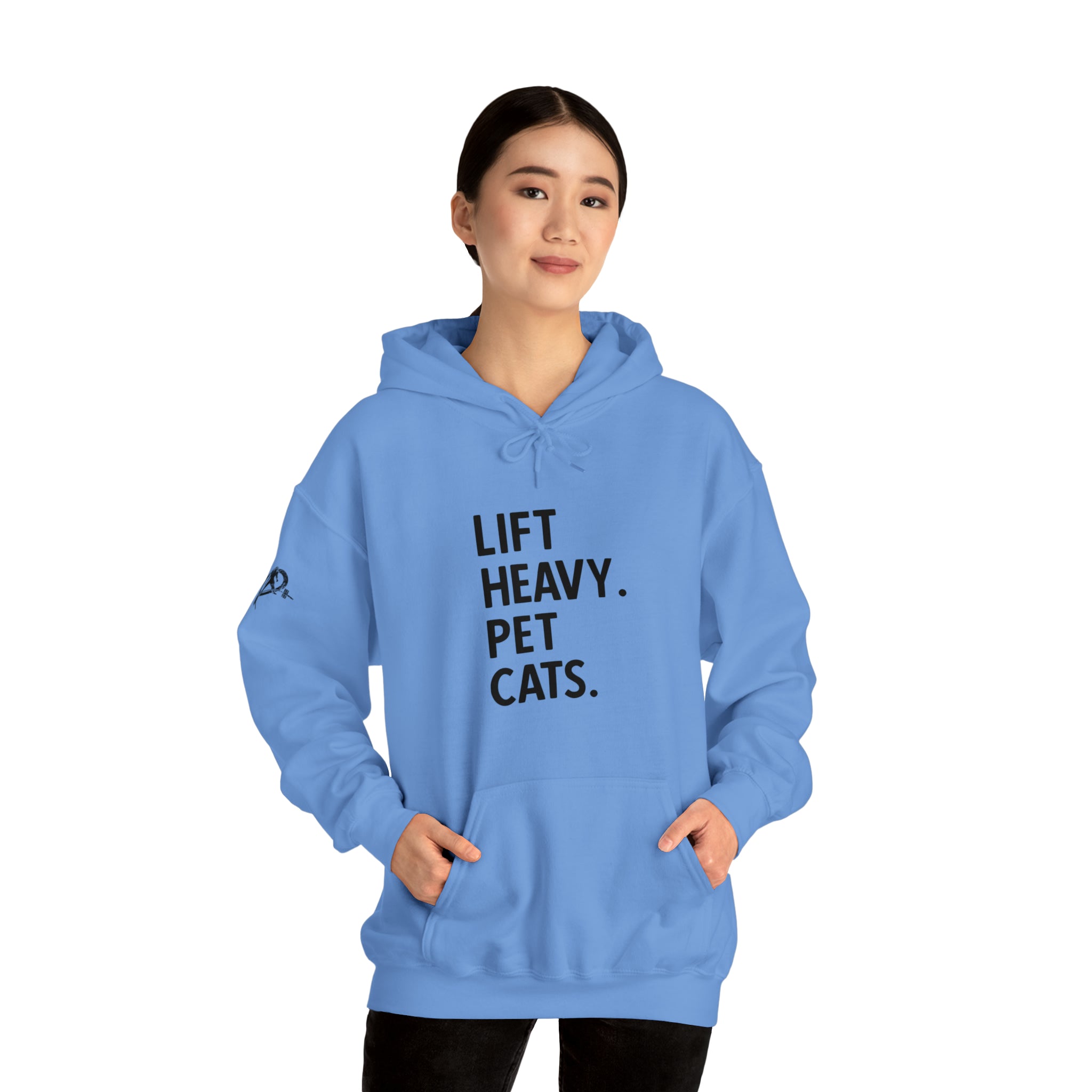 Lift Heavy Pet Cats - Unisex Heavy Blend Hooded Sweatshirt - Black Logo