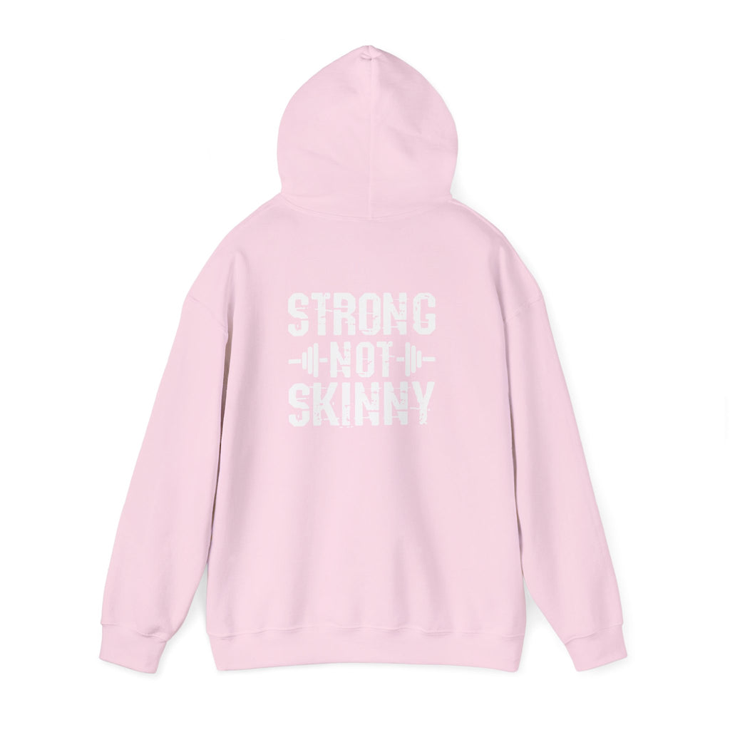 Strong Not Skinny - Unisex Heavy Blend Hooded Sweatshirt - White Distressed Logo
