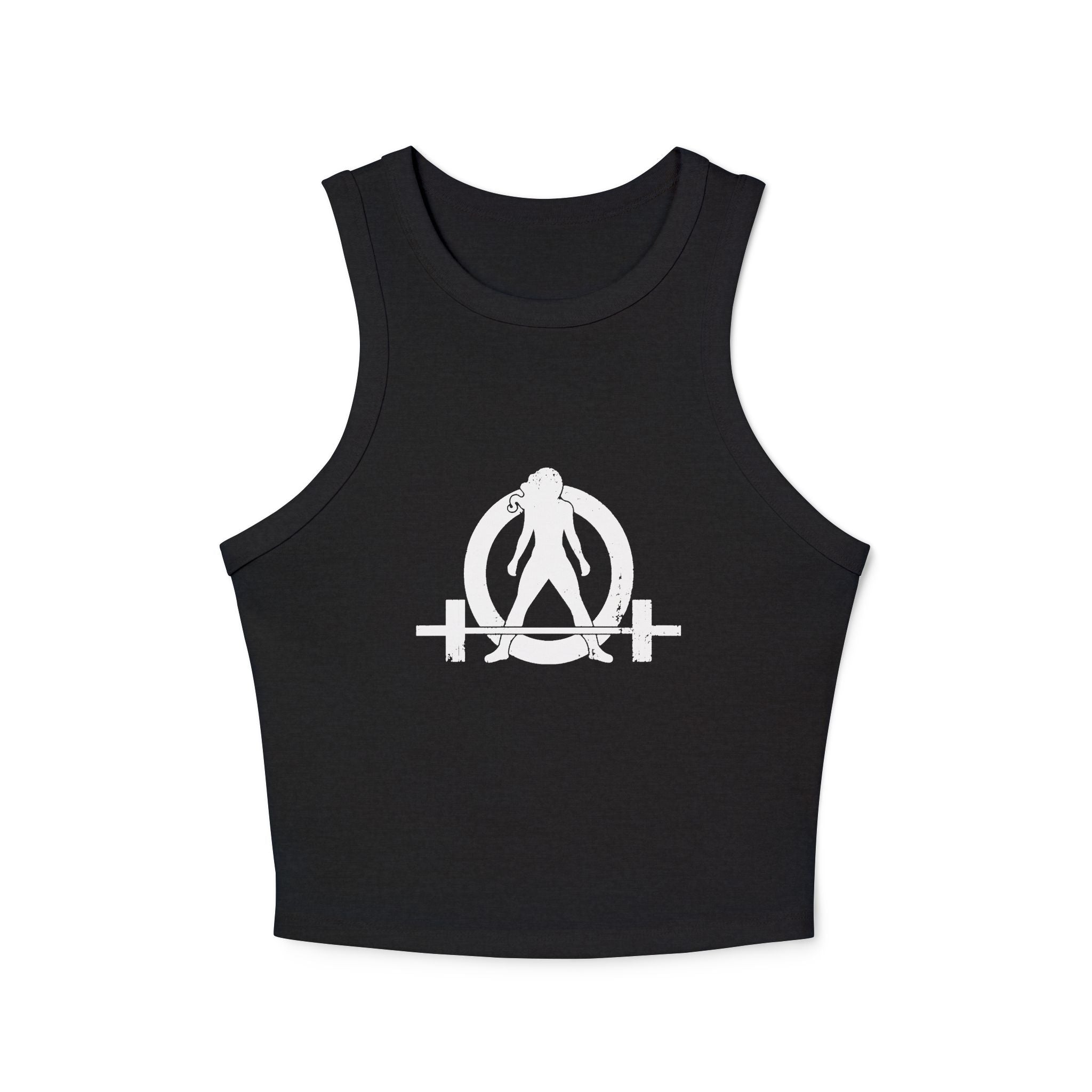 Women's Micro Rib Racer Tank Top - White Classic Logo