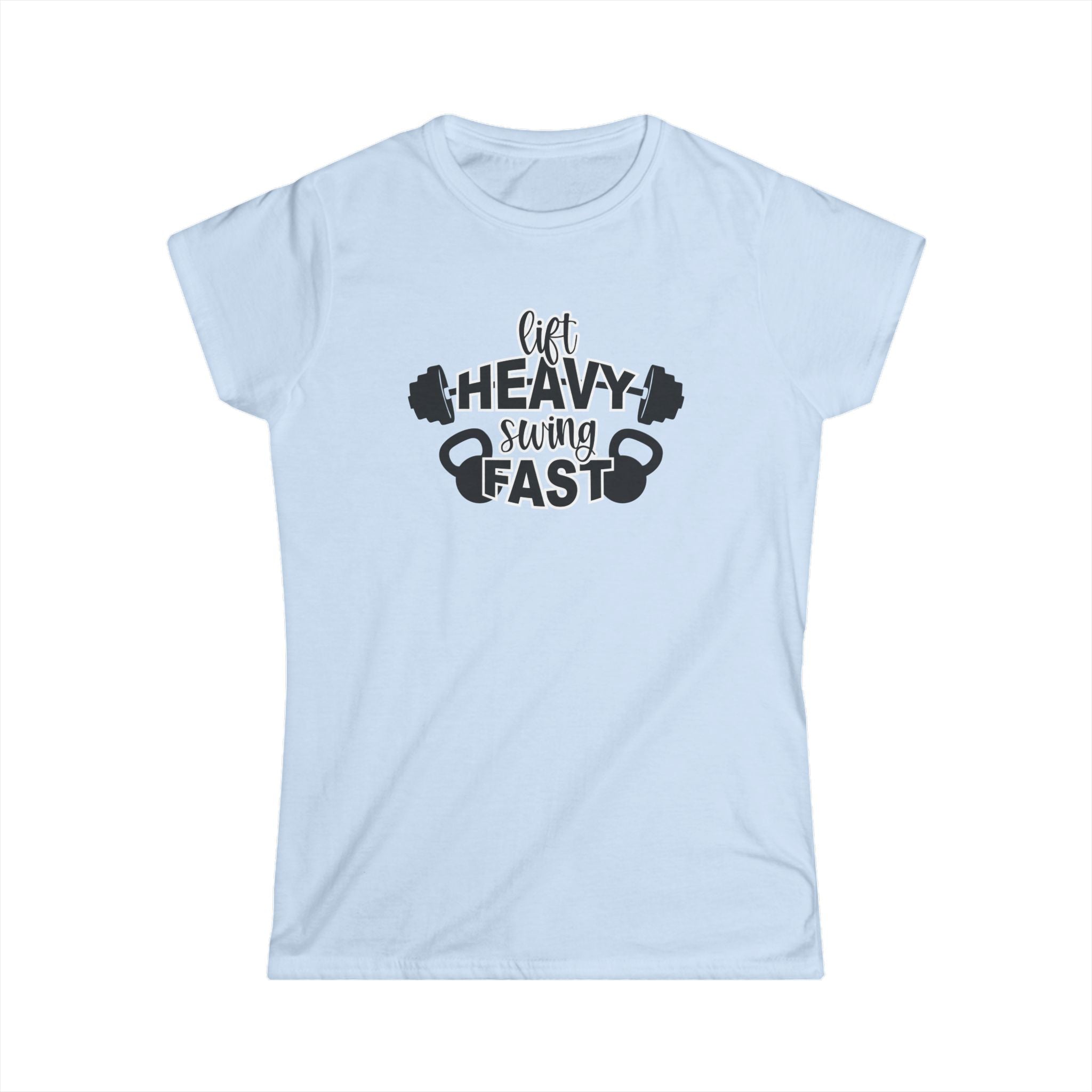 Lift Heavy Swing Fast - Women's Softstyle Tee - Black Logo