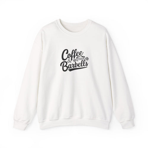 Coffee & Barbells - Unisex Heavy Blend™ Crewneck Sweatshirt - Black Logo on Front