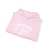 Lift Heavy Shit - Unisex Heavy Blend Hooded Sweatshirt - White Logo on Front & Right Sleeve