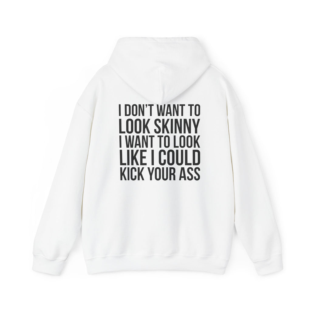 Kick Your Ass - Unisex Heavy Blend Hooded Sweatshirt  - Classic White Logo Front & Back