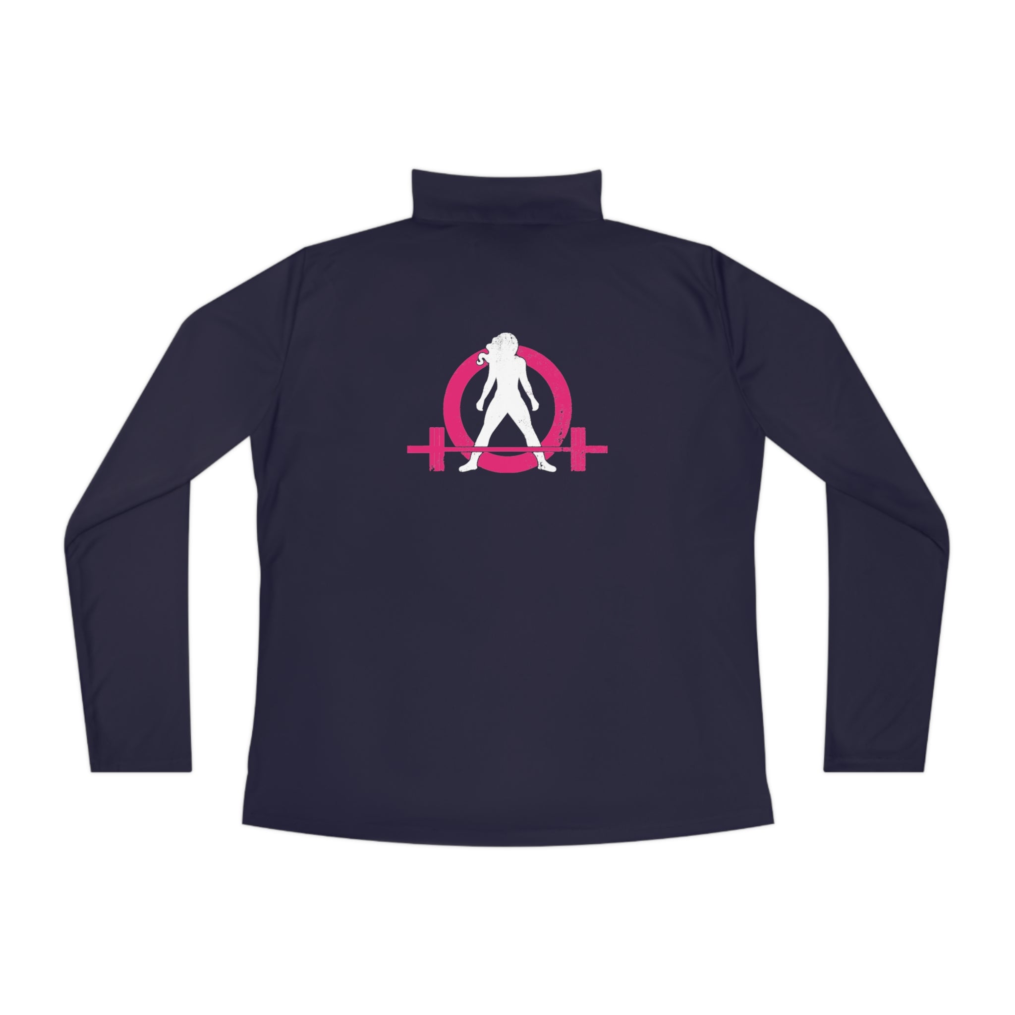 Ladies Quarter-Zip Pullover - Black Distressed Logo