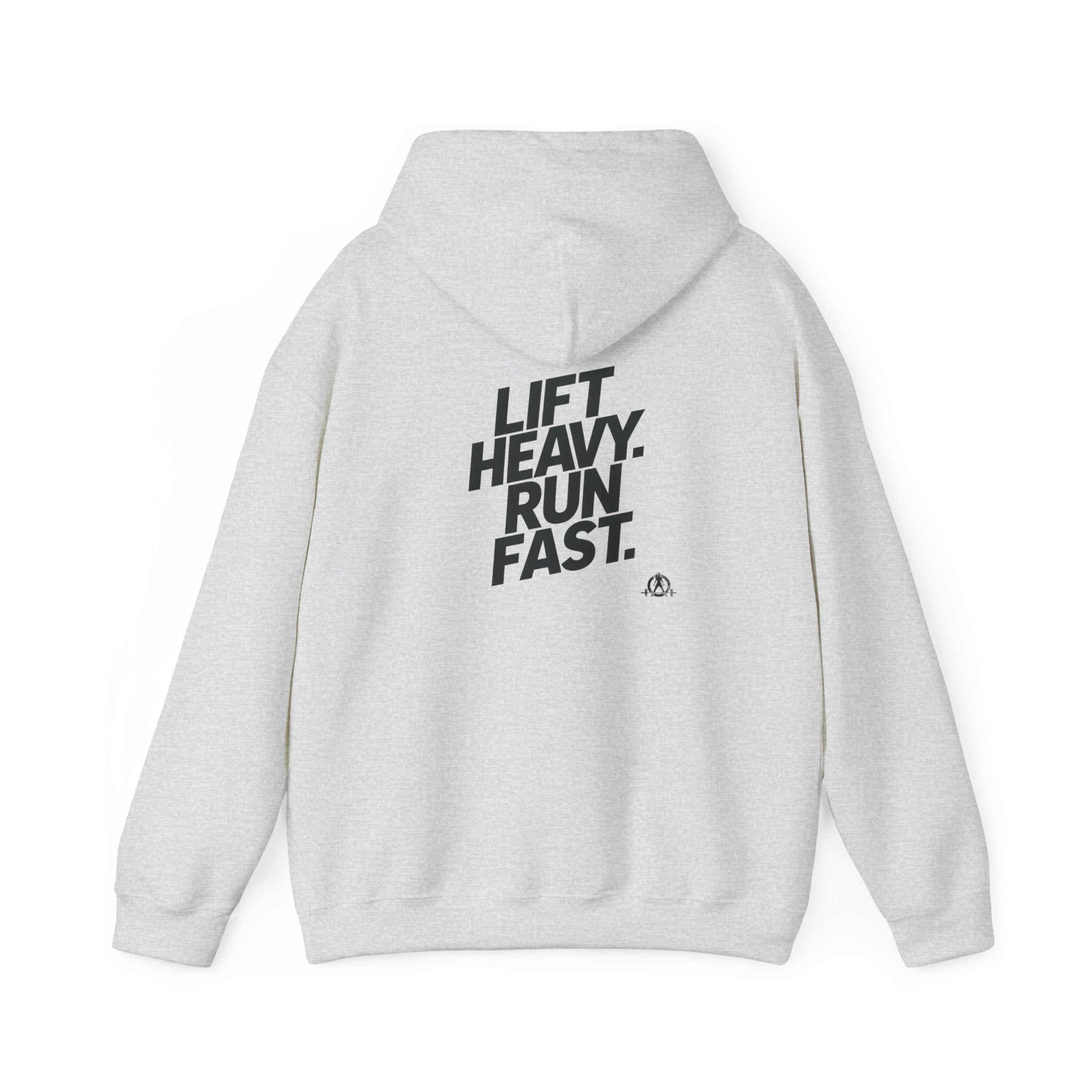 Lift Heavy Run Fast - Unisex Heavy Blend Hooded Sweatshirt  - Front & Back Black Logo