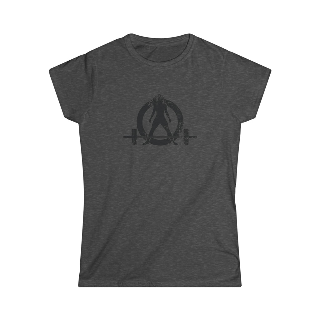 Strong Is Beautiful - Women's Softstyle Tee - Black Distressed Logo Front & Back