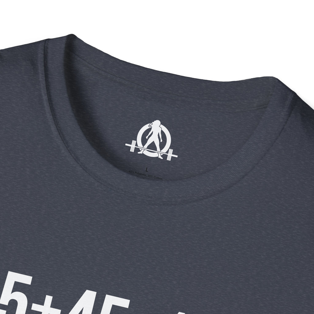 45 + 45 = 135  - Unisex Softstyle T-Shirt - Print on Front Plain Back