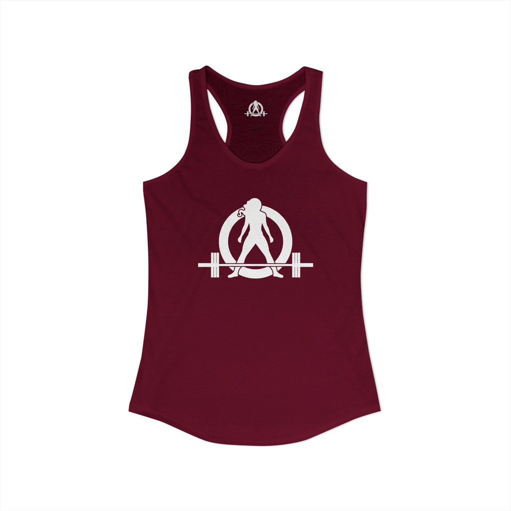 Goal Weight Strong AF - Simple - Women's Ideal Racerback Tank - White Print Front & Back