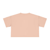Distressed Collection - Women's Crop Tee - Pale Pink - Front Black Distressed Logo