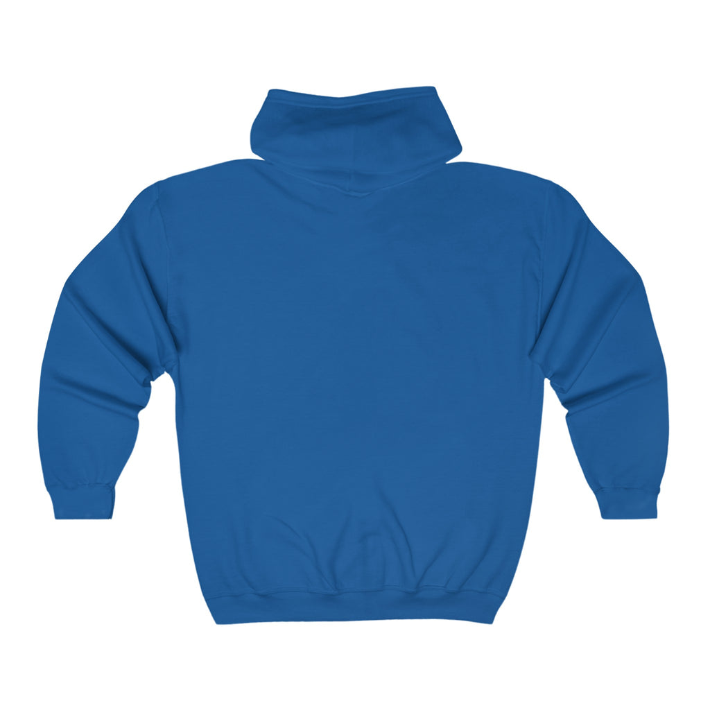 Unisex Heavy Blend™ Full Zip Hooded Sweatshirt - Distressed White Logo