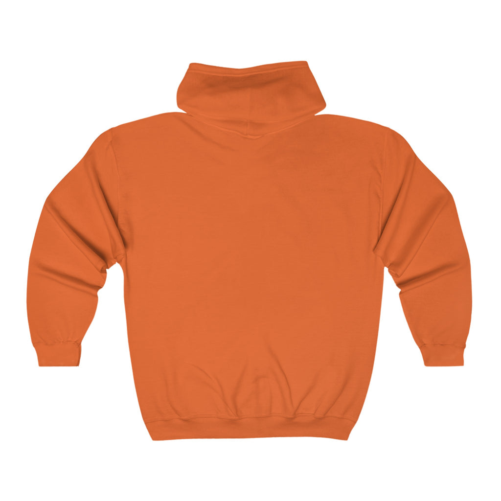 Unisex Heavy Blend™ Full Zip Hooded Sweatshirt - Distressed White Logo