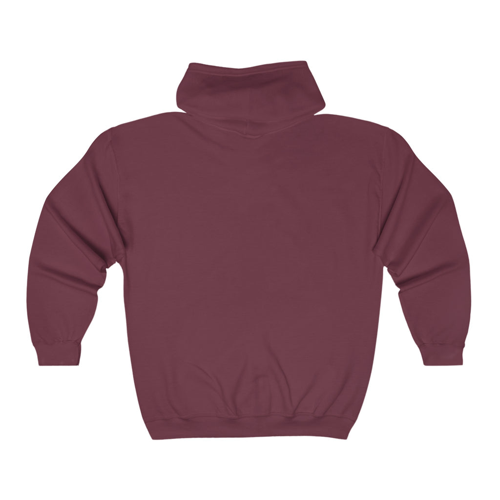 Unisex Heavy Blend™ Full Zip Hooded Sweatshirt - Distressed White Logo