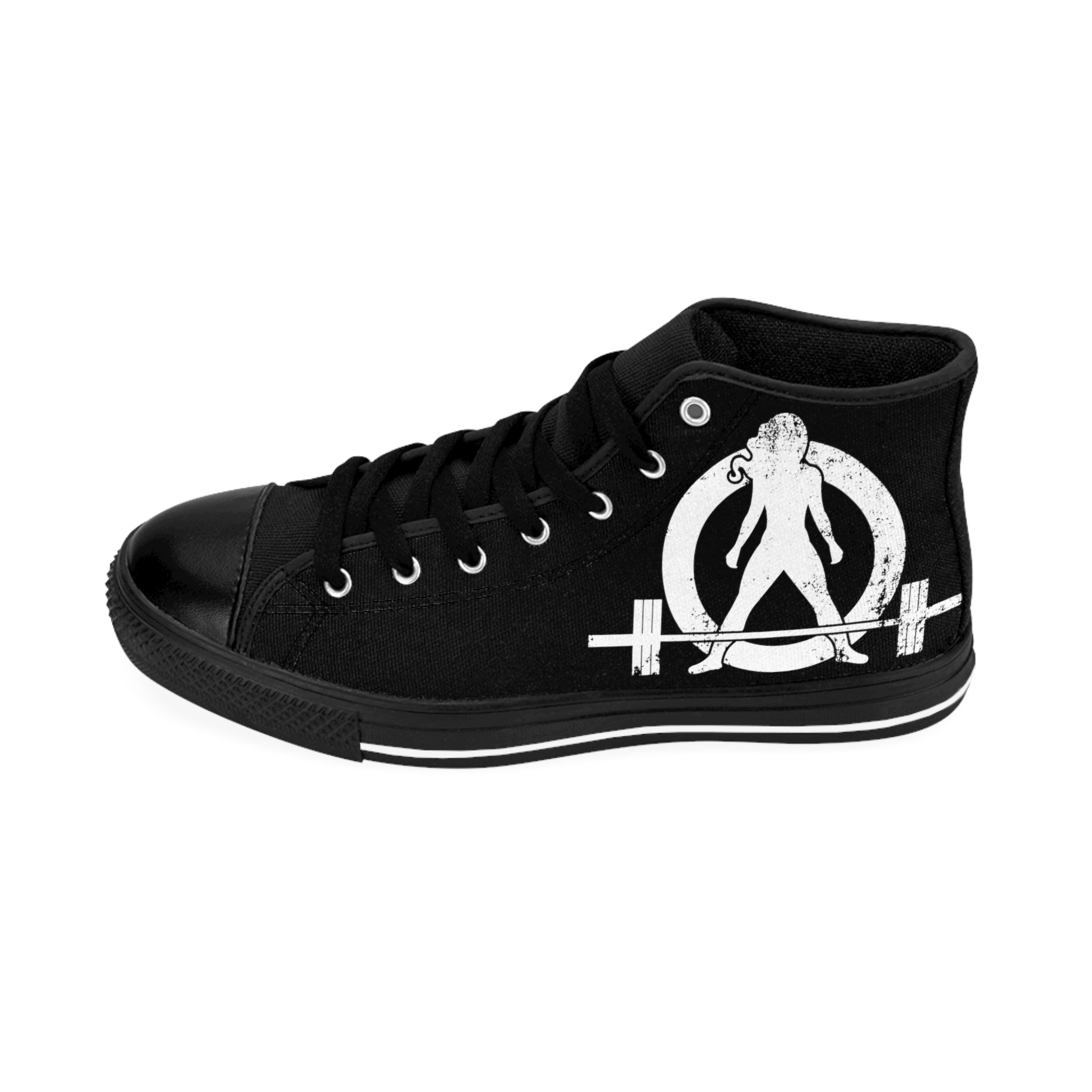 Women's Classic Sneakers - Black - Distressed White Logo