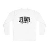 Lift Heavy Shit - Unisex Lightweight Long Sleeve Tee - Black Logo Plain Back