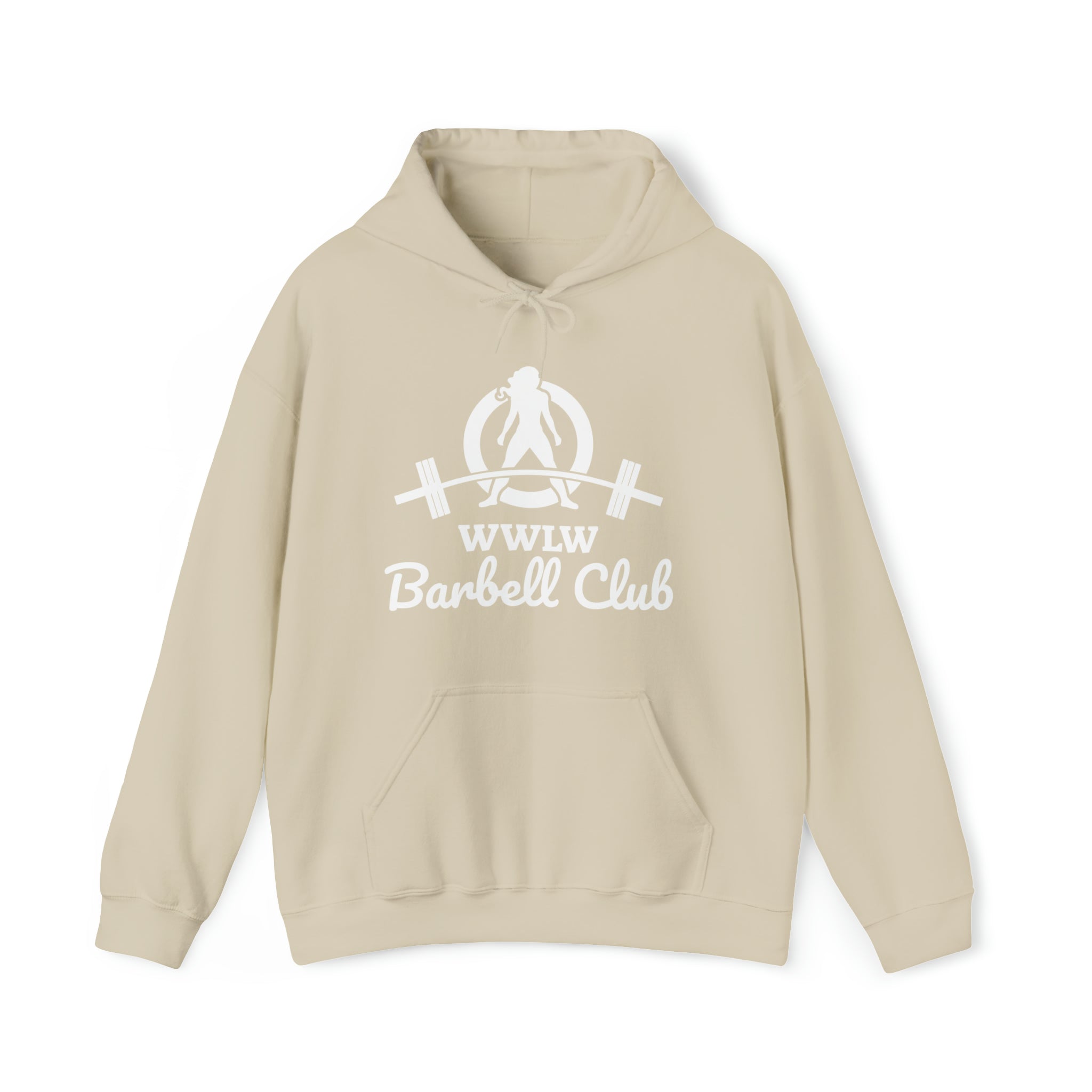 Barbell Club Classic Logo White - Unisex Heavy Blend Hooded Sweatshirt (BEST SELLER)