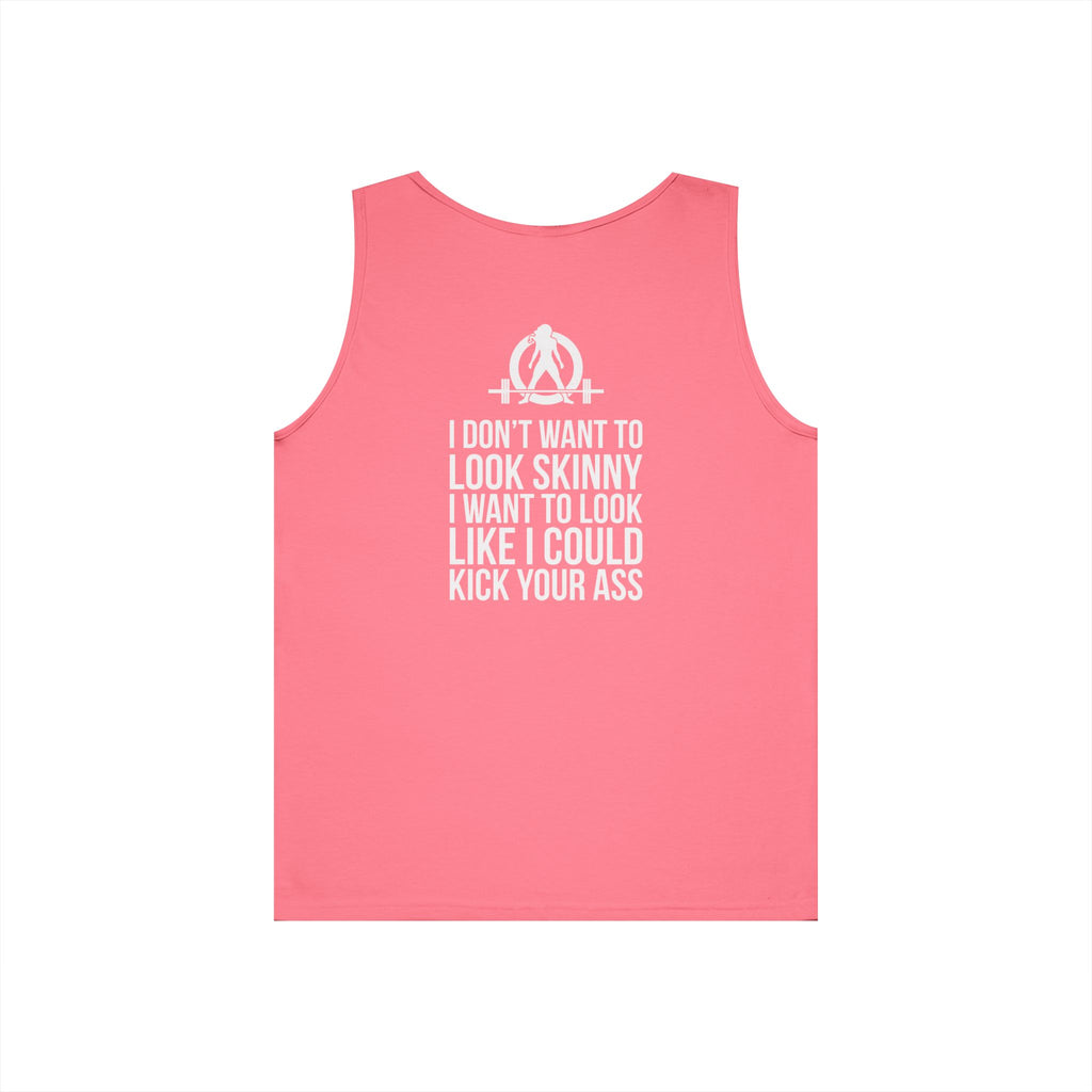 Unisex Heavy Cotton Tank Top -  White Logo - Kick Your Ass