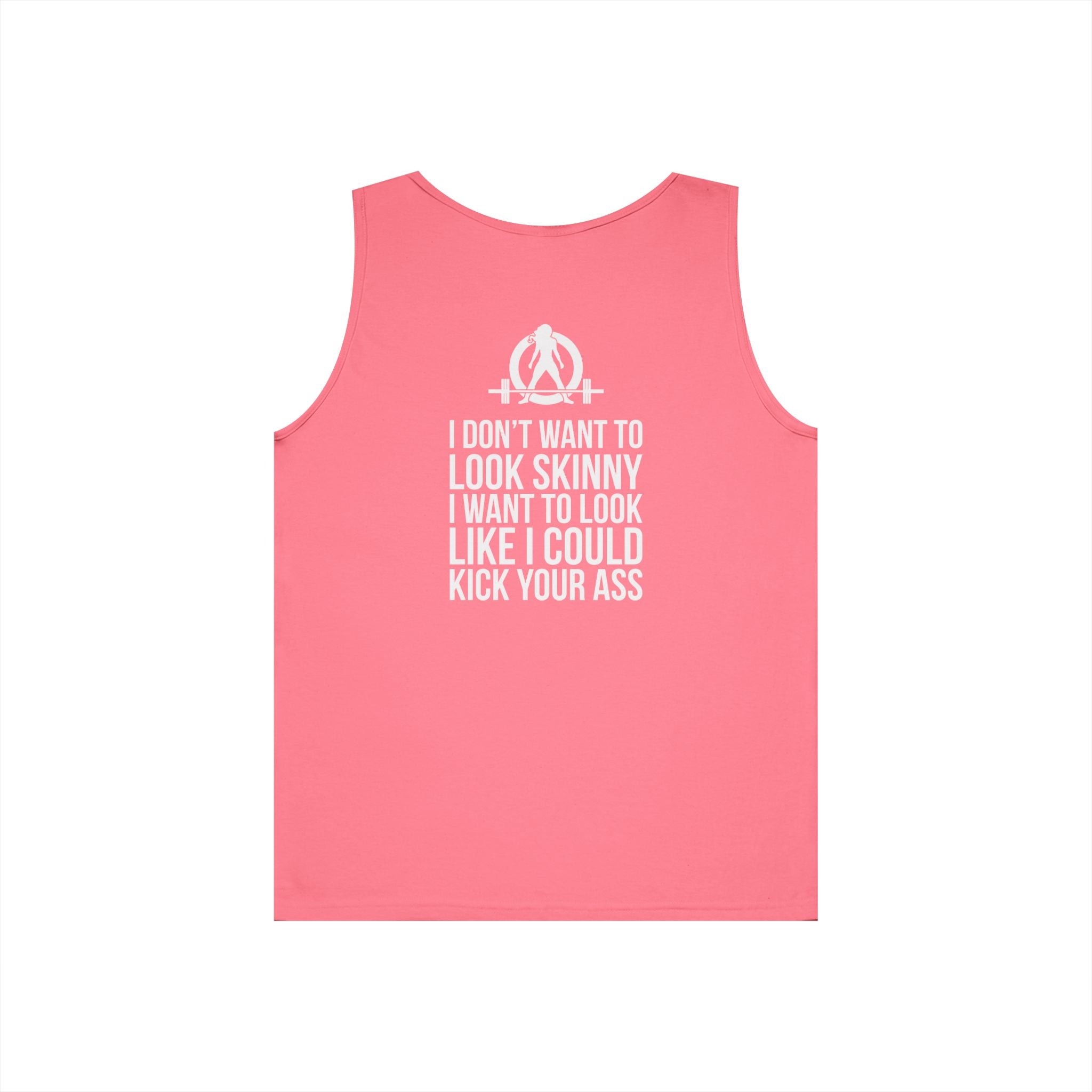 Unisex Heavy Cotton Tank Top -  White Logo - Kick Your Ass