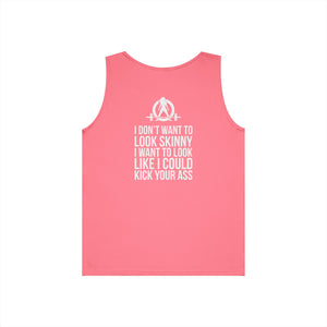 Unisex Heavy Cotton Tank Top -  White Logo - Kick Your Ass