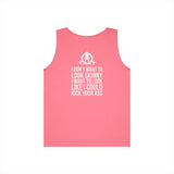 Unisex Heavy Cotton Tank Top -  White Logo - Kick Your Ass
