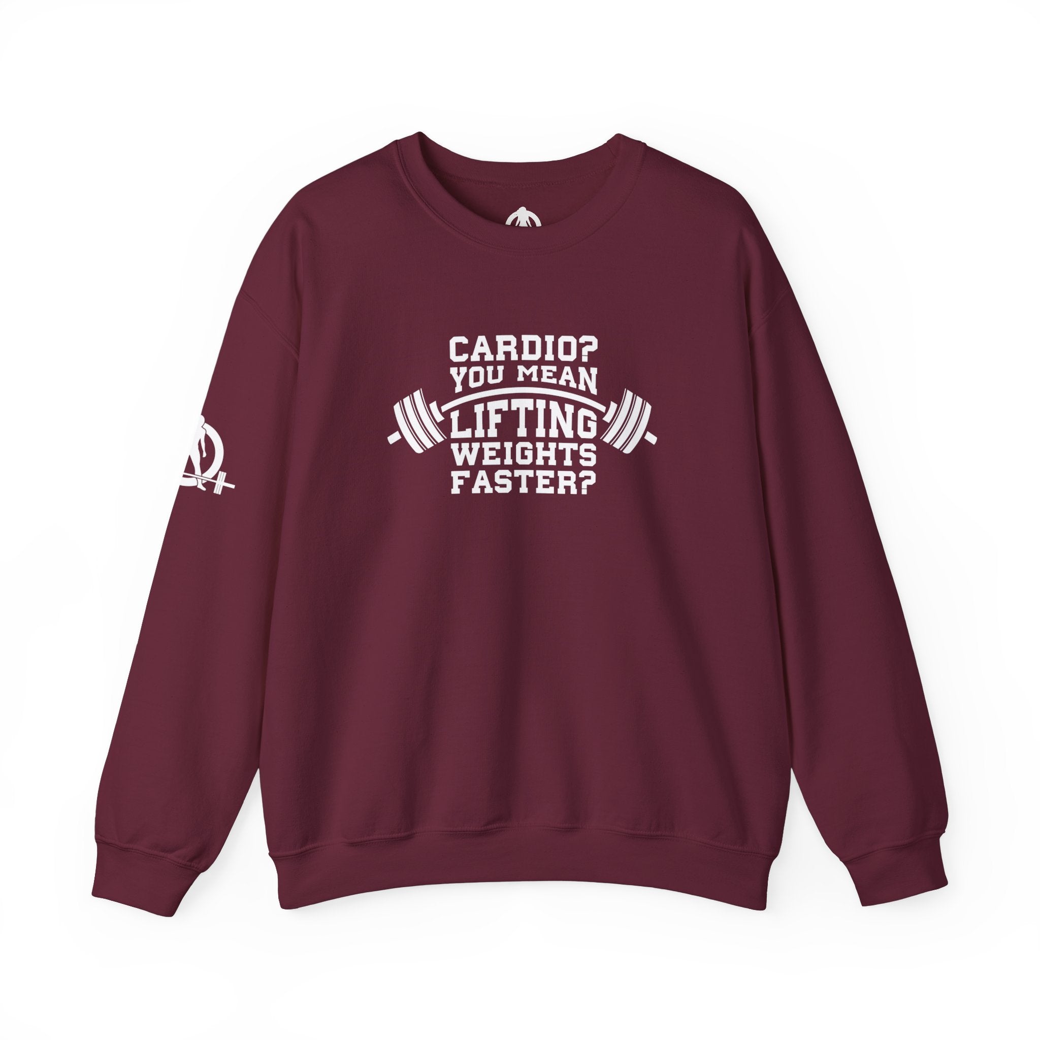 Cardio = Lift Weights Faster - Unisex Heavy Blend™ Crewneck Sweatshirt - Front  Logo