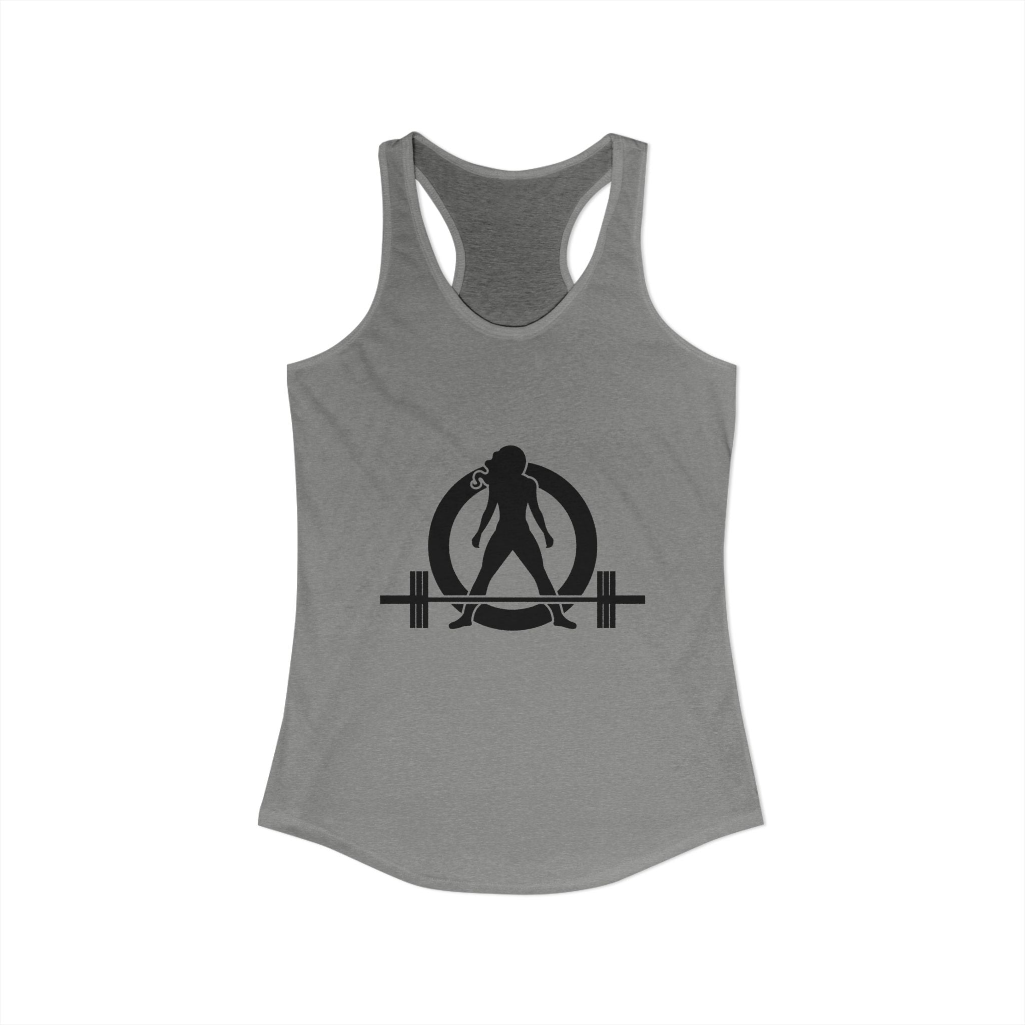 ALL I NEED IS Coffee and a barbell - Women's Ideal Racerback Tank - Dark Logo Front & Back