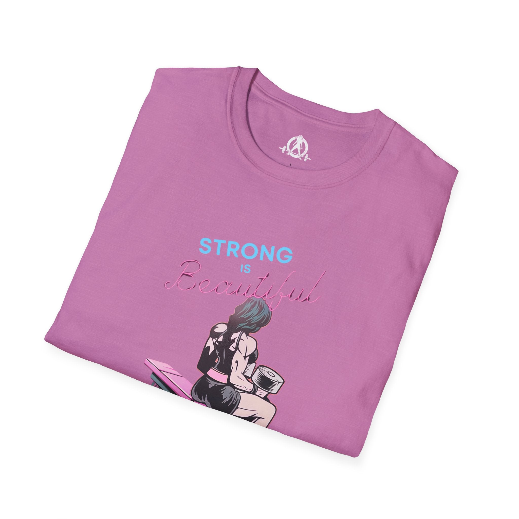 Strong Is Beautiful - Comic - Unisex Softstyle T-Shirt - White Print on Front Plain Back