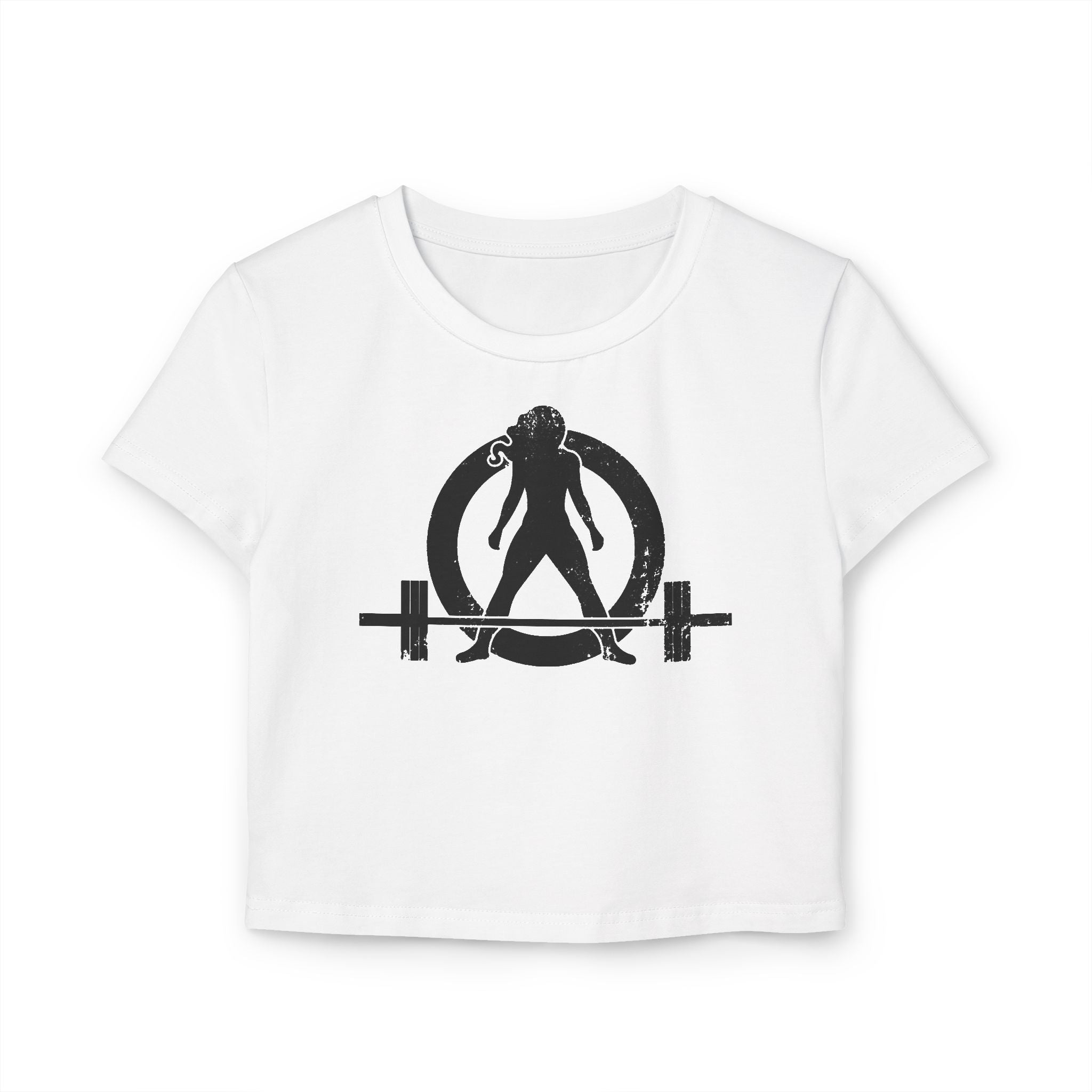 Women's Baby Tee - Black Distressed Logo