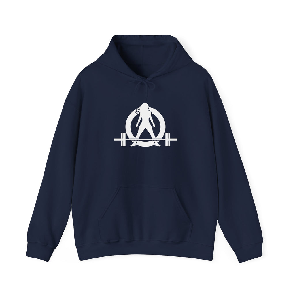 I Workout To Burn Off The Crazy – Unisex Heavy Blend™ Hooded Sweatshirt (White Logo) 🤍🔥💪