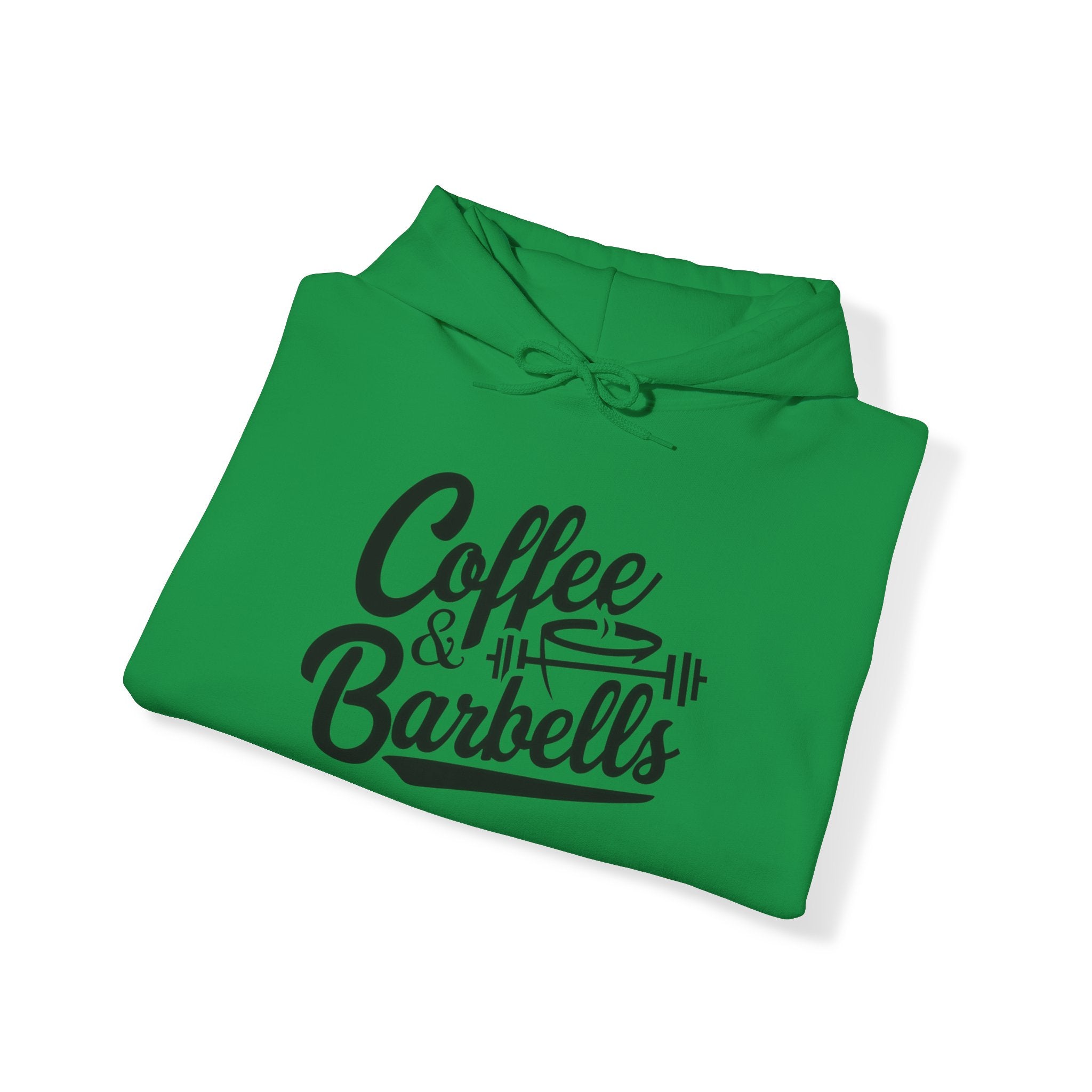 Coffee & Barbells  - Unisex Heavy Blend Hooded Sweatshirt - Black Logo on Front & Right Sleeve