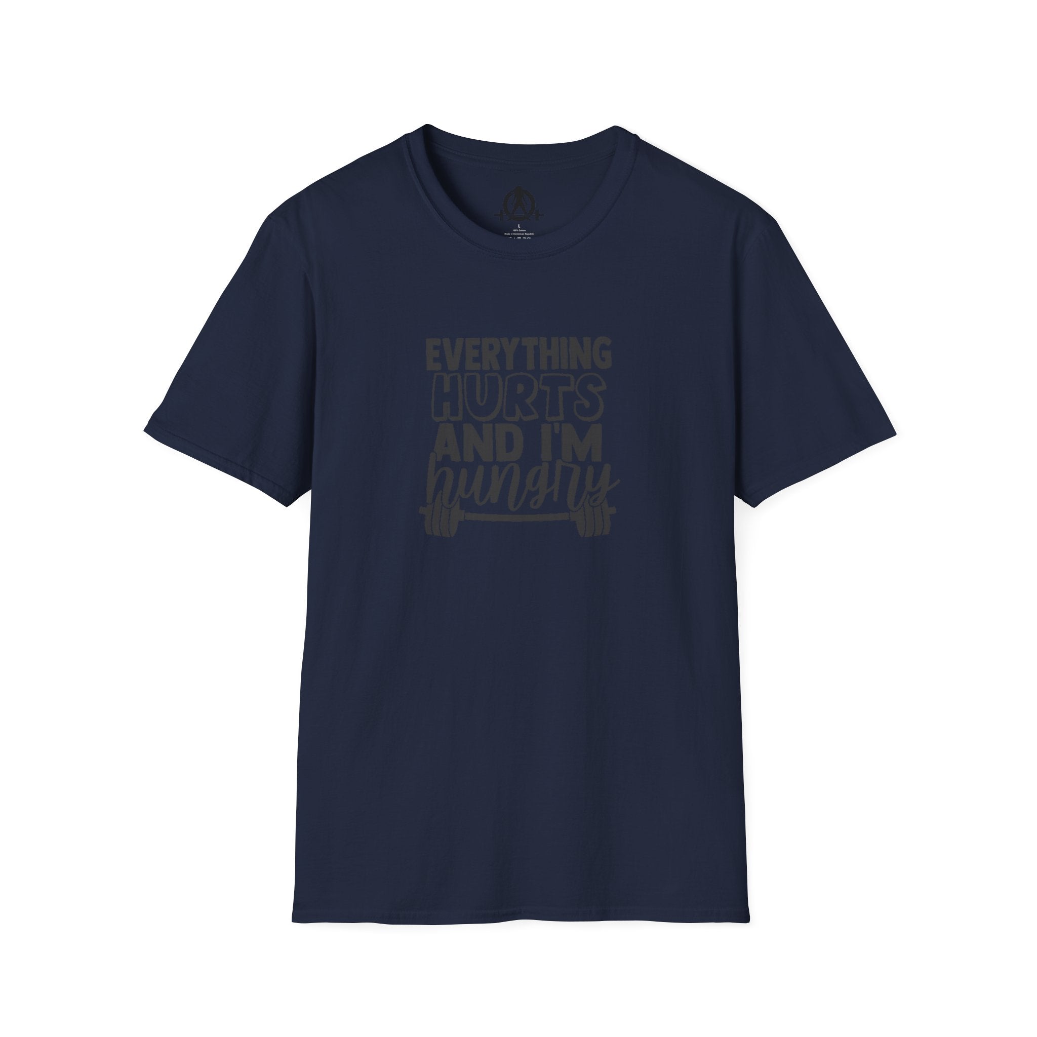 Everything Hurts & I'm Hungry - Unisex Softstyle T-Shirt - Black Print on Front Plain Back