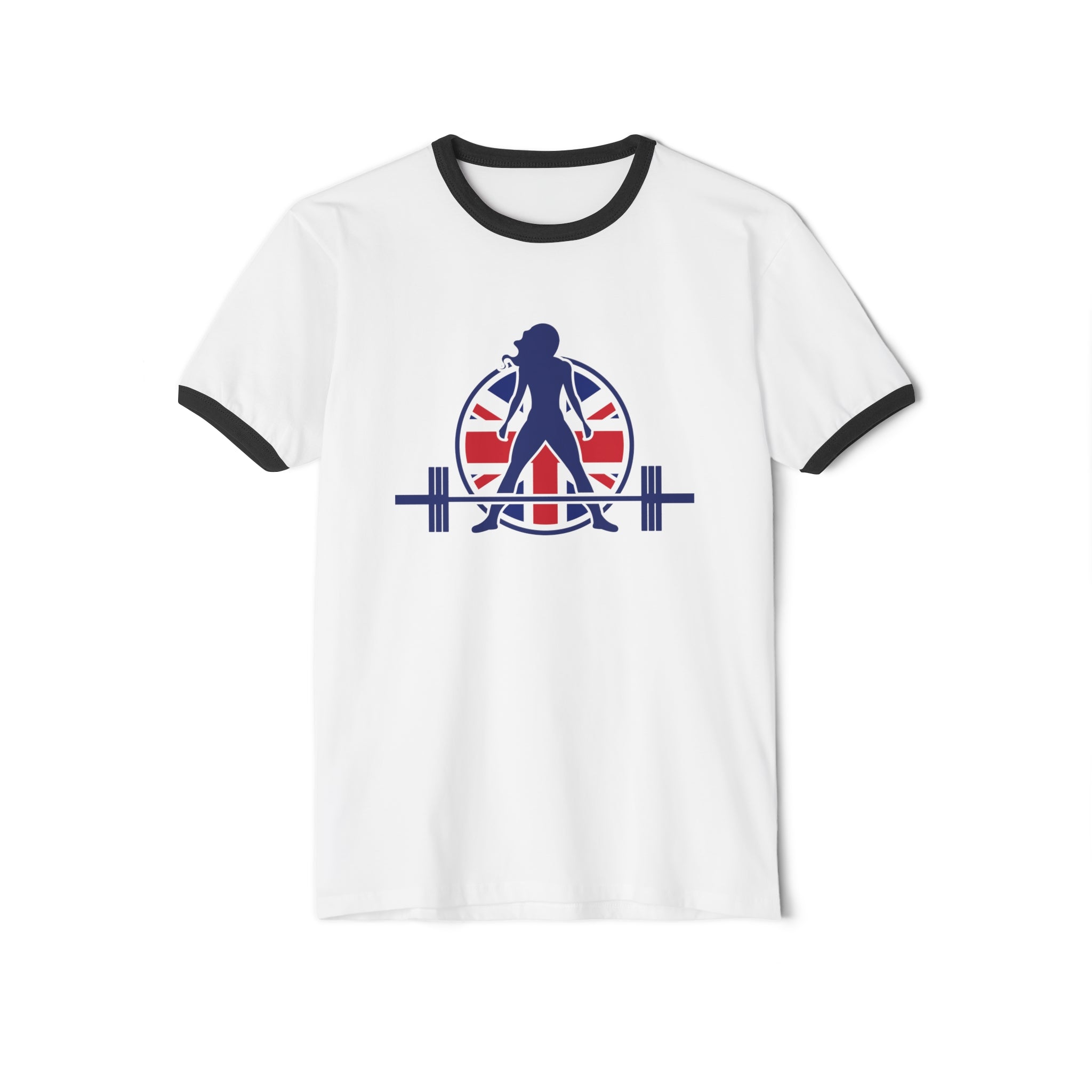 UK Collection - Unisex Cotton Ringer T-Shirt - Front Logo Front Plain Back