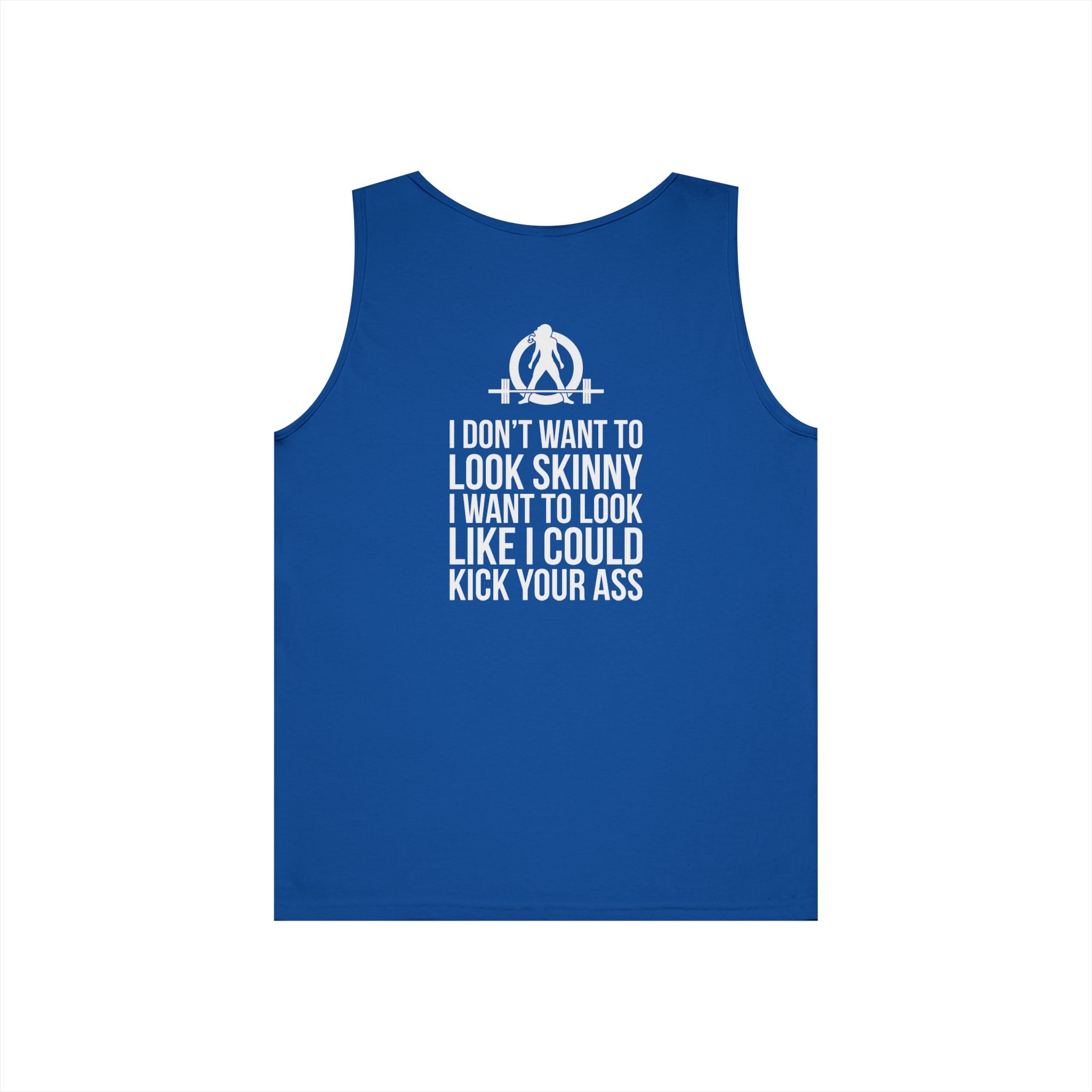 Unisex Heavy Cotton Tank Top -  White Logo - Kick Your Ass