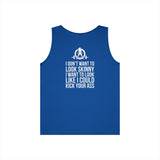 Unisex Heavy Cotton Tank Top -  White Logo - Kick Your Ass