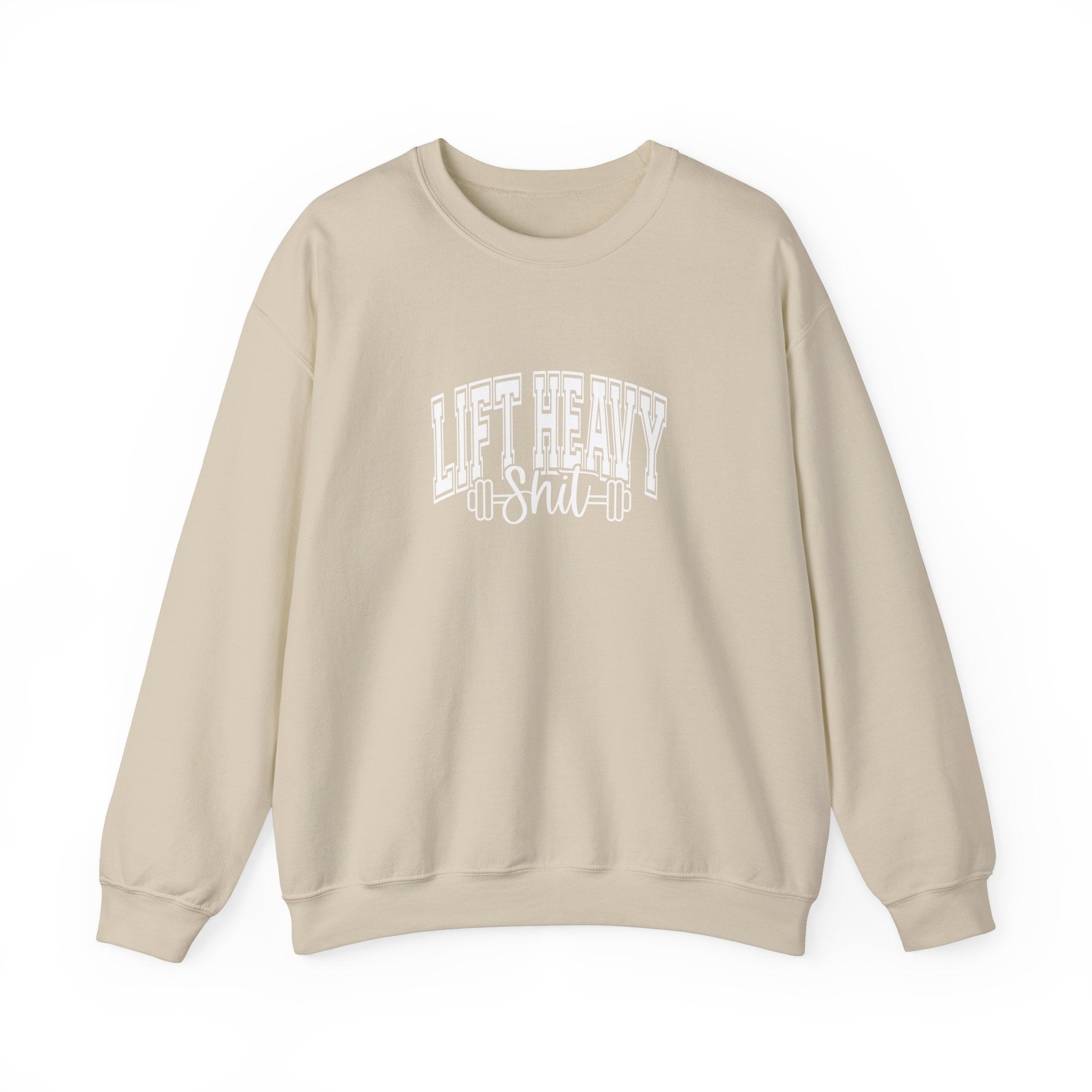 Lift Heavy Shit - Unisex Heavy Blend™ Crewneck Sweatshirt - White Logo on Front
