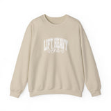 Lift Heavy Shit - Unisex Heavy Blend™ Crewneck Sweatshirt - White Logo on Front