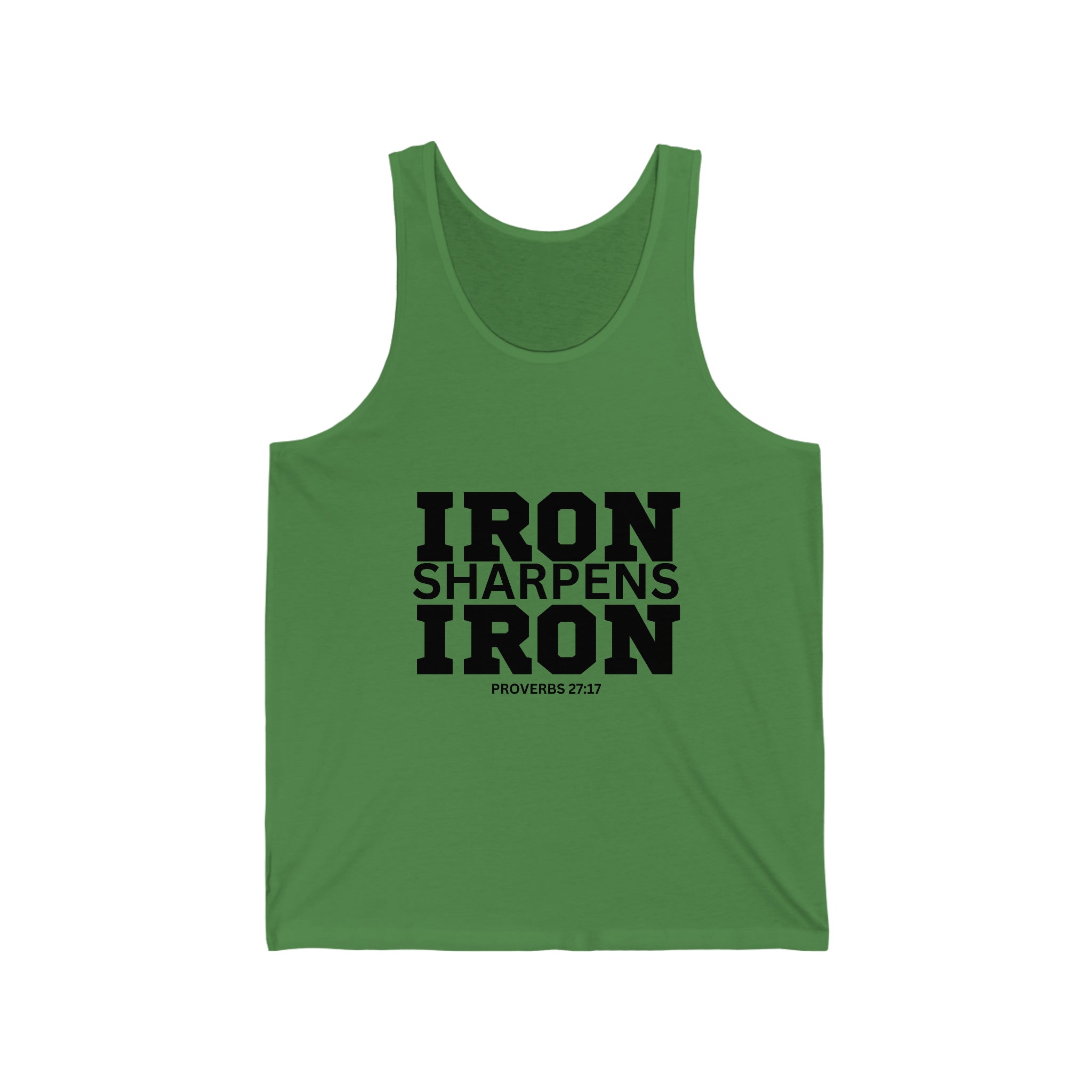 Iron Sharpens Iron. - Unisex Jersey Tank - Black Font - Print On Front
